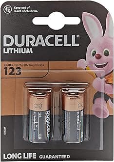 DURACELL CR123 (2 Pack) high power lithium battery 3V (CR123A / CR17345) Long life guaranteed – For use in Cameras, Flashlights, Smoke Detectors and Other Small Electronic Devices–10 Years In-Storage