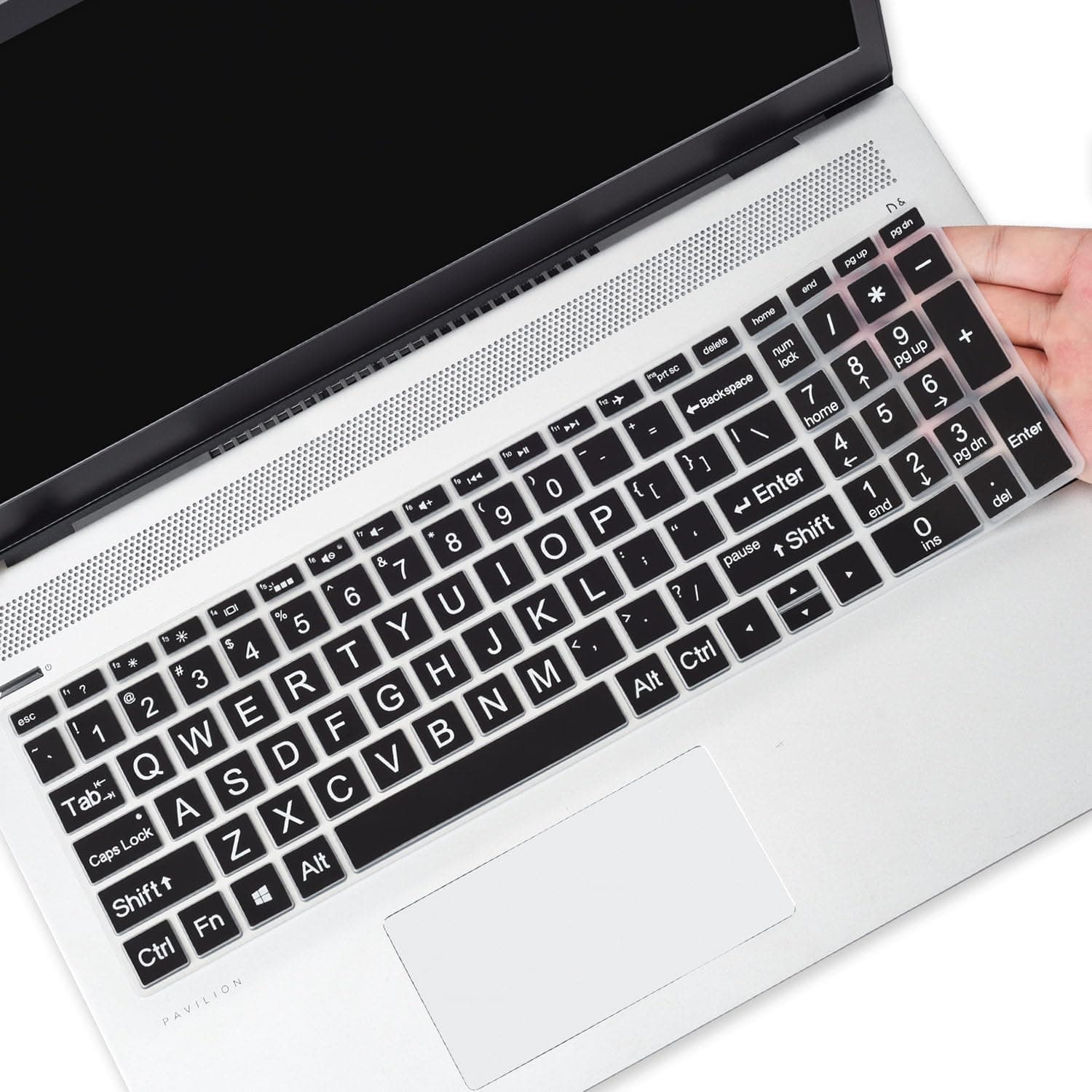 Large Print Keyboard Cover for HP Laptop 15-db/da 15-dw 15-dy 15-bs/bw 15-ef 15t 15z 15.6" 15-db0011dx 15-dy1043dx/dy1051wm 15-dw0037wm/dw1083wm 15-ef1001ds ef1023dx,HP 17-by/bs/ca 17.3 Keyboard Skin