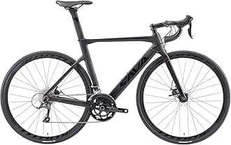 SAVADECKCarbon Disc Road Bike, Integrated Design Racing Bicycle Carbon Frame Carbon Fork with Shimano SORA R3000 Derailleur System 18 Speed Disc Brake Road Bike for Men or Women.