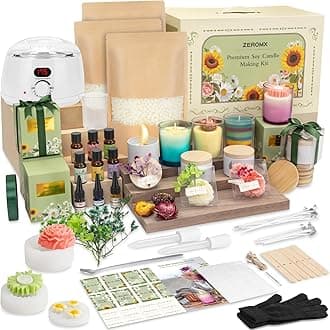 ZEROMX Candle Making Kits for Adults Beginners, 91PCS 1200g Wax DIY Candle Making Kit with Electric Wax Melter Pot, All in Kit Candle Making Supplies Accessory, Candle Maker Set to Make Your Own