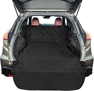 F-color SUV Cargo Liner for Dogs, Heavy Duty Water Resistant Pet Cargo Cover Dog Seat Cover Mat for Mid-Size SUVs Sedans Vans with Bumper Flap Protector, Non-Slip, Standard Size Universal Fit, Black