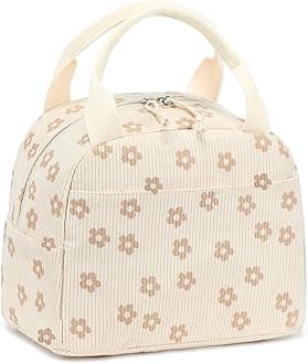 LEDAOULunch Box for Women Insulated Lunch Bag Corduroy Lunch Tote Bags Leakproof Cooler Lunch Case for Travel Work Picnic