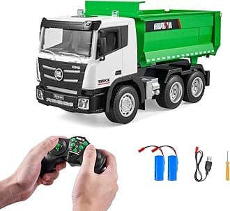 VEVOR RC Dump Truck Toy for Kids, 226 ft/min Fast Speed, 9-Channel 1:18 Scale, Remote Control Dump Construction Vehicle with Lights & 2 Batteries Birthday Xmas Gifts Ideas for Boys Age 8 9 10 & Up