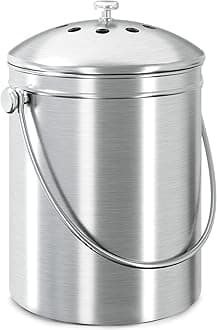 Utopia KitchenCompost Bin for Kitchen Countertop - 1 Gallon Compost Bucket for Kitchen with Lid - Includes 1 Spare Charcoal Filter ((Silver)