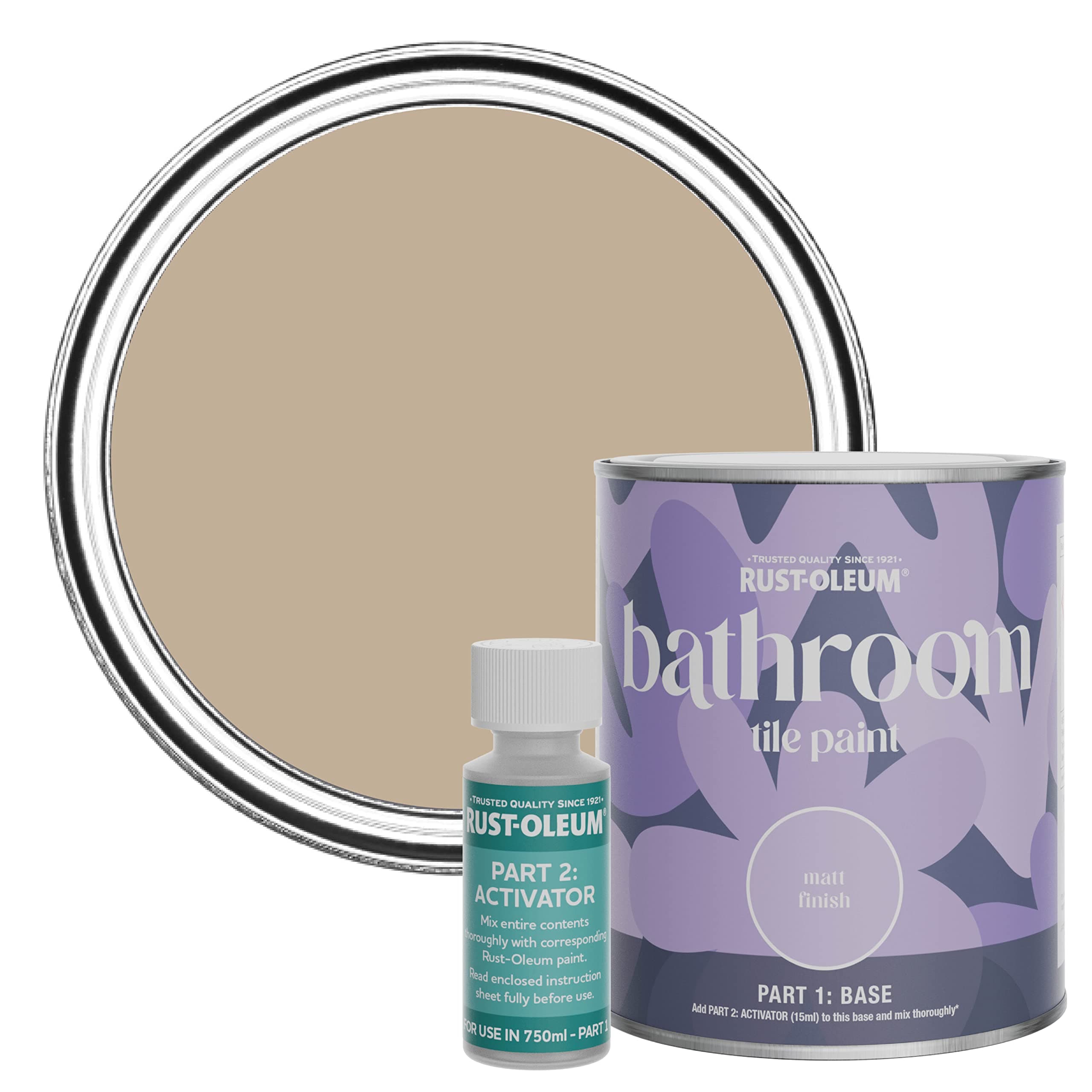 Rust-Oleum Brown Water-Resistant Bathroom Tile Paint in Matt Finish - Salted Caramel 750ml