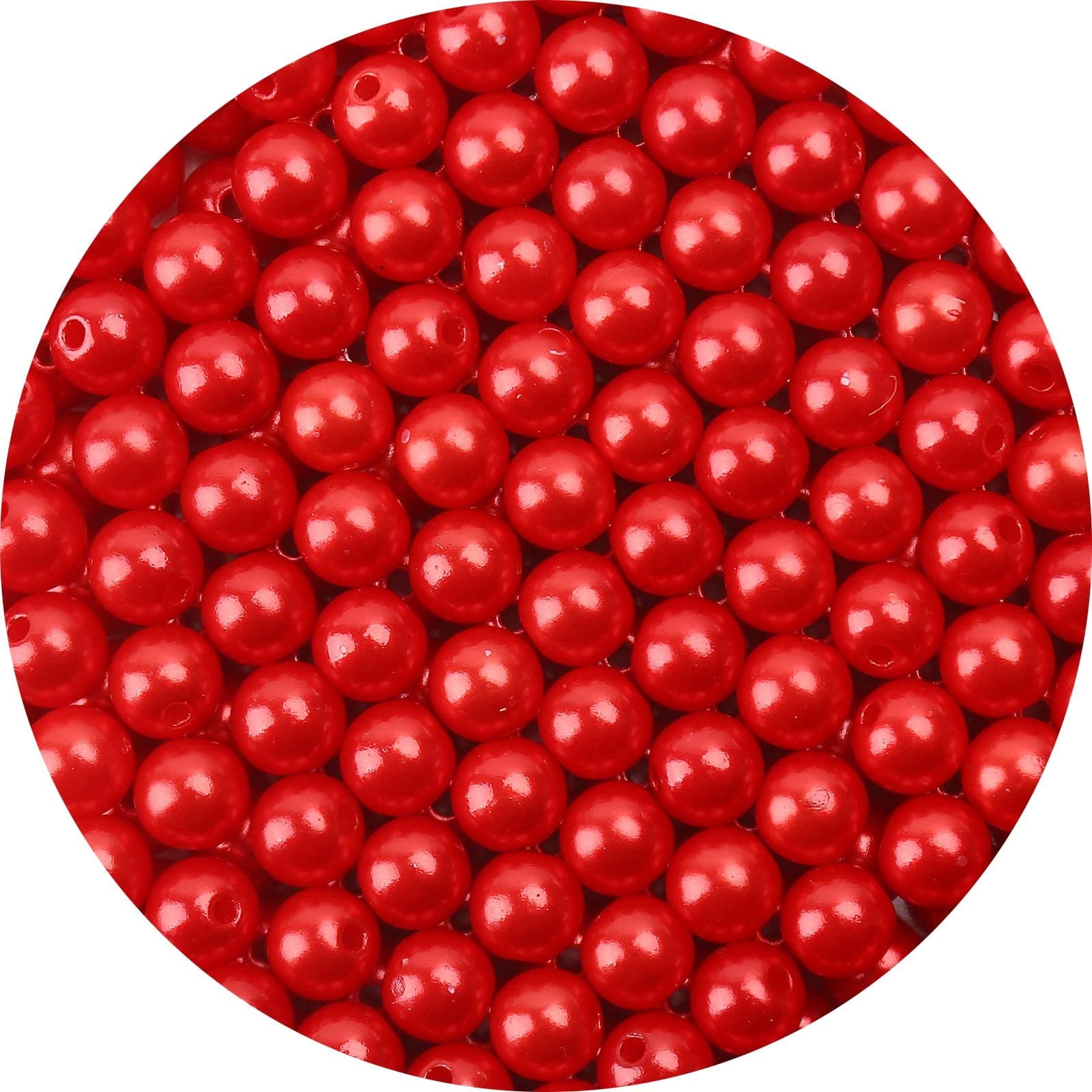 Quality Glossy ABS Imitation Pearl Beads with Hole 6/8/10MM Round Plastic Acrylic Spacer Bead for DIY Craft Jewelry Making Supplies (Red, 6MM, 700pcs)