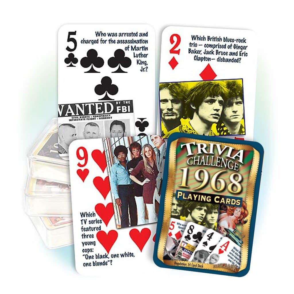 Flickback Media 1968 Trivia Playing Cards, Birthday Gift