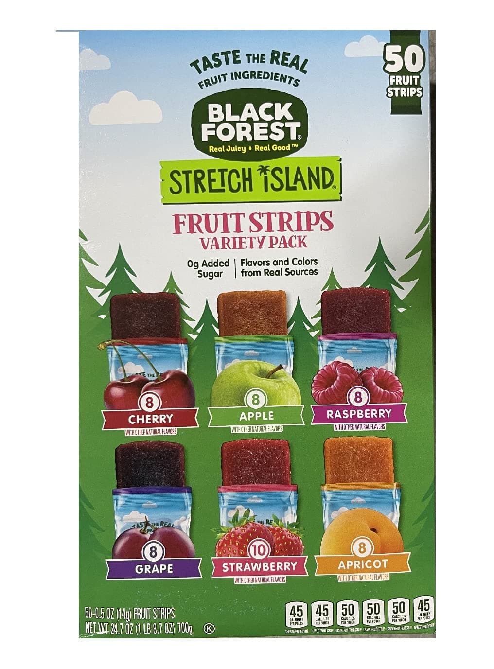 Fruit Leather Snacks Variety Pack, Cherry, Apple, Strawberry, Apricot, Grape, Raspberry, 0.5 Ounce No Added Sugar (Pack of 50)