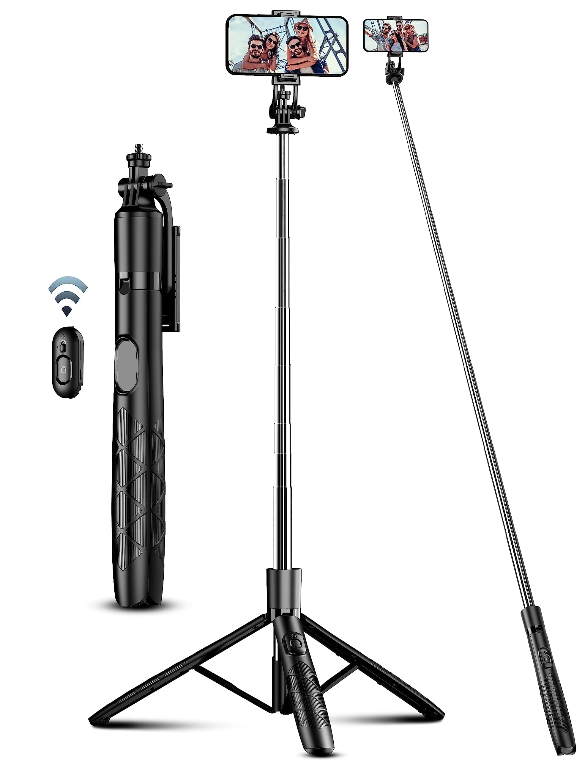 71" Phone Tripod & Selfie Stick, All in One Extendable Cell Phone Tripod with Wireless Remote, Travel Tripods Stand for iPhone 360° Rotation Compatible with iPhone Android, Camera