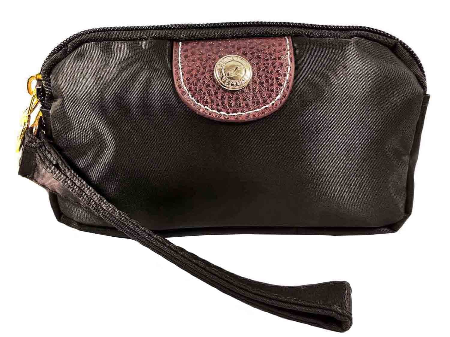 BDJ Solid Color Wristlet Handbag Purse Wallet Smartphone Pouch Mini Clutch, Dark Brown