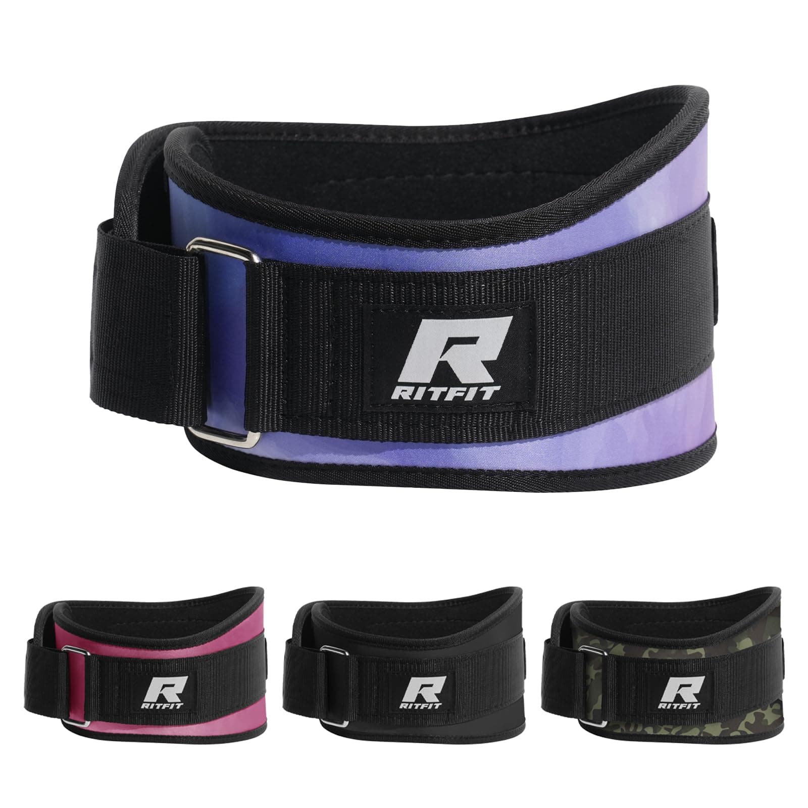 RitFit Weight Lifting Belt - Great for Squats, Lunges, Deadlift, Thrusters - Men and Women - 6 Inch Black/Camouflage