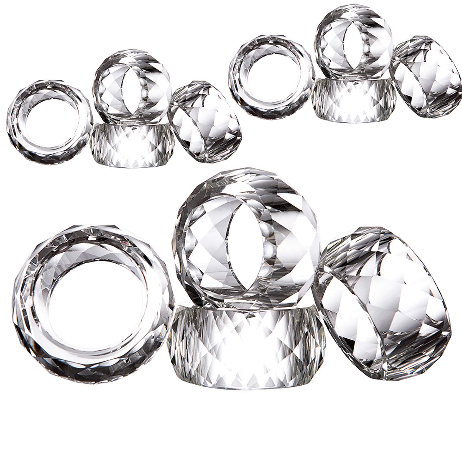 Crystal Napkin Ring Holders - 2 Inch Set of 12, Table Party Wedding Set Christmas Decorations for Dinner