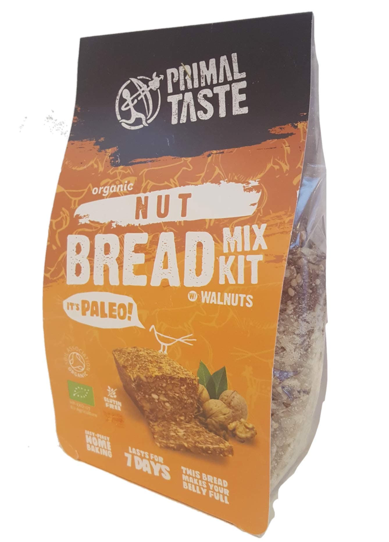 Paleo Organic Nut Bread Mix Kit by Primal Taste (450g) - Gluten Free, No Wheat, No Yeast, Certified by Soil Association
