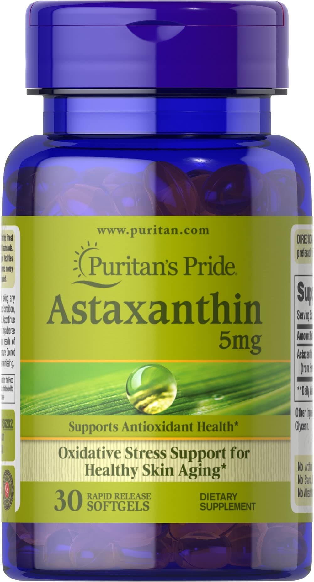 Puritan's Pride Natural Astaxanthin 5 mg-30 Softgels