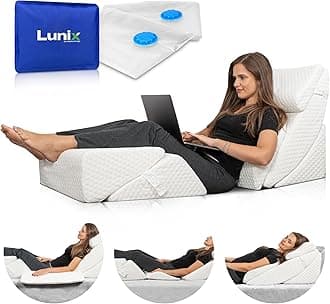 Lunix LX13 6-Piece Post-Surgery Recovery System, Orthopedic Bed Wedge Pillow Set for Tummy Tuck & Back Comfort, Zero-Gravity Memory Foam, Pebble White