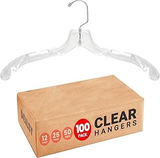 Clear Plastic Hangers 100 Pack - Durable Clothes Hanger for Wardrobe Organization, Essential Plastic Hanger for Garments, Versatile Coat Hangers for Home and Retail Use
