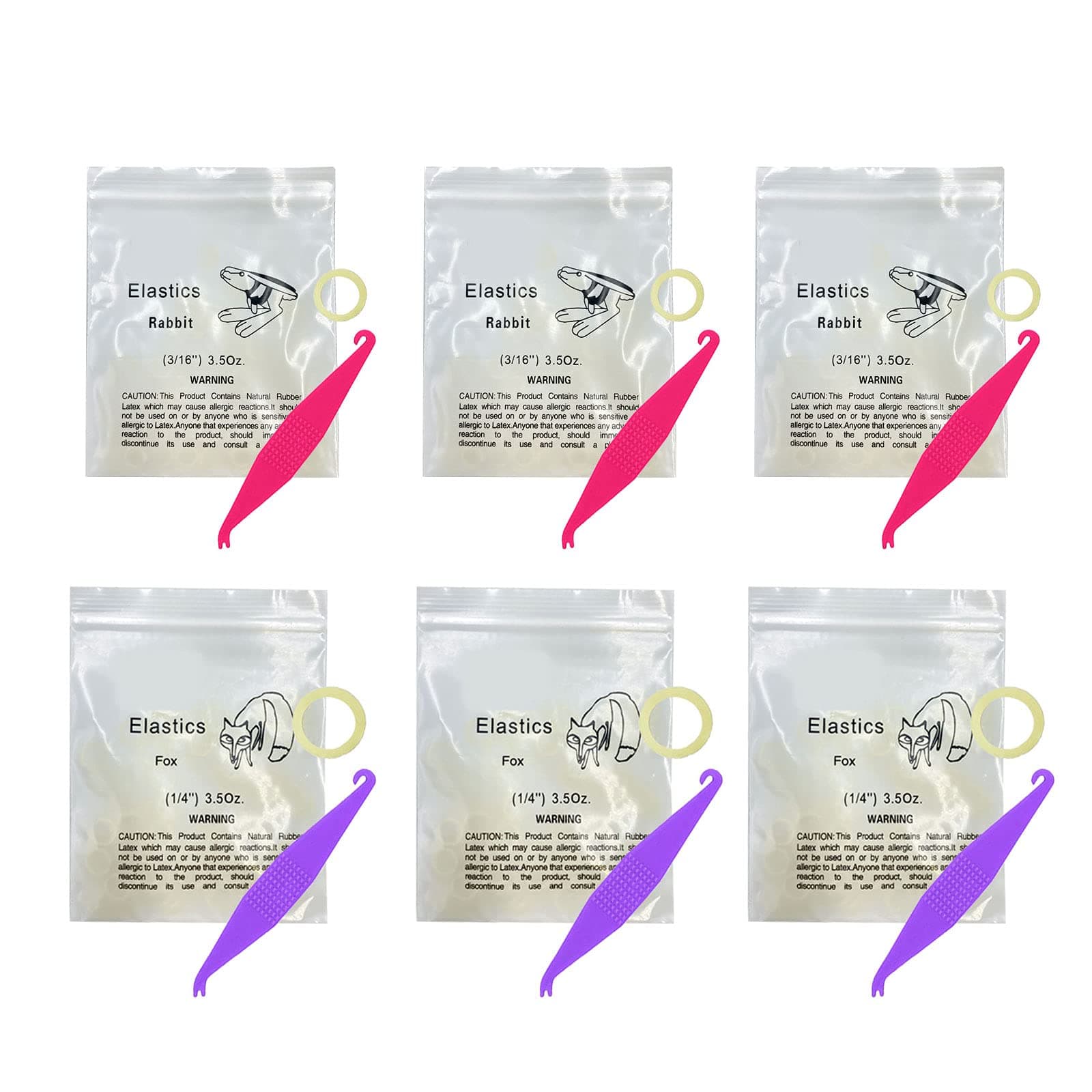 600 Pieces Medium 3.5 Ounce Orthodontic Elastic Rubber Bands, 3/16 and 1/4 Inch Rubberbands Fix Tooth Gap with 6 Pieces Free Elastic Placer for Braces