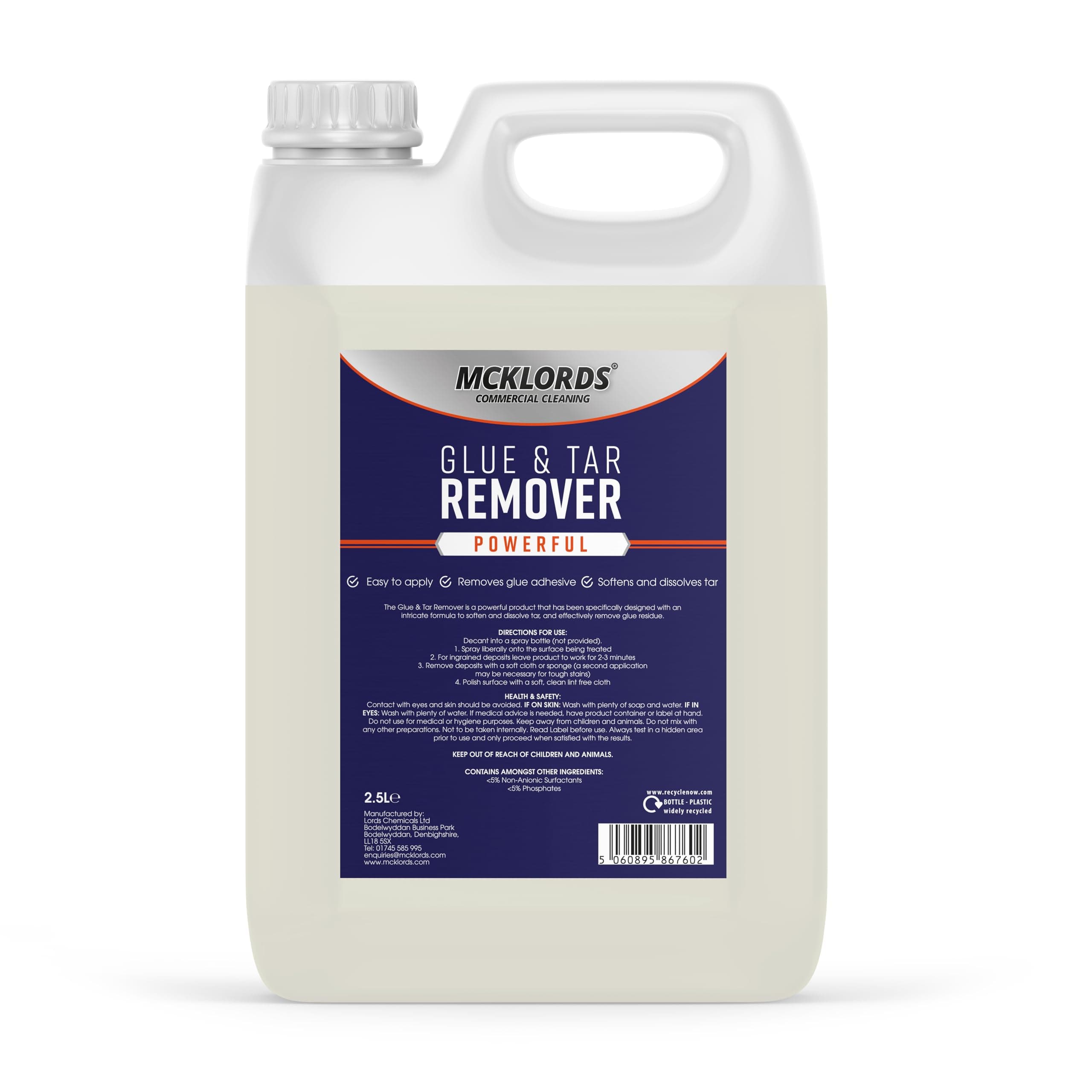 McKLords - Commercial Glue Adhesive and Tar Remover - Maximum Stength - 2.5 Litre