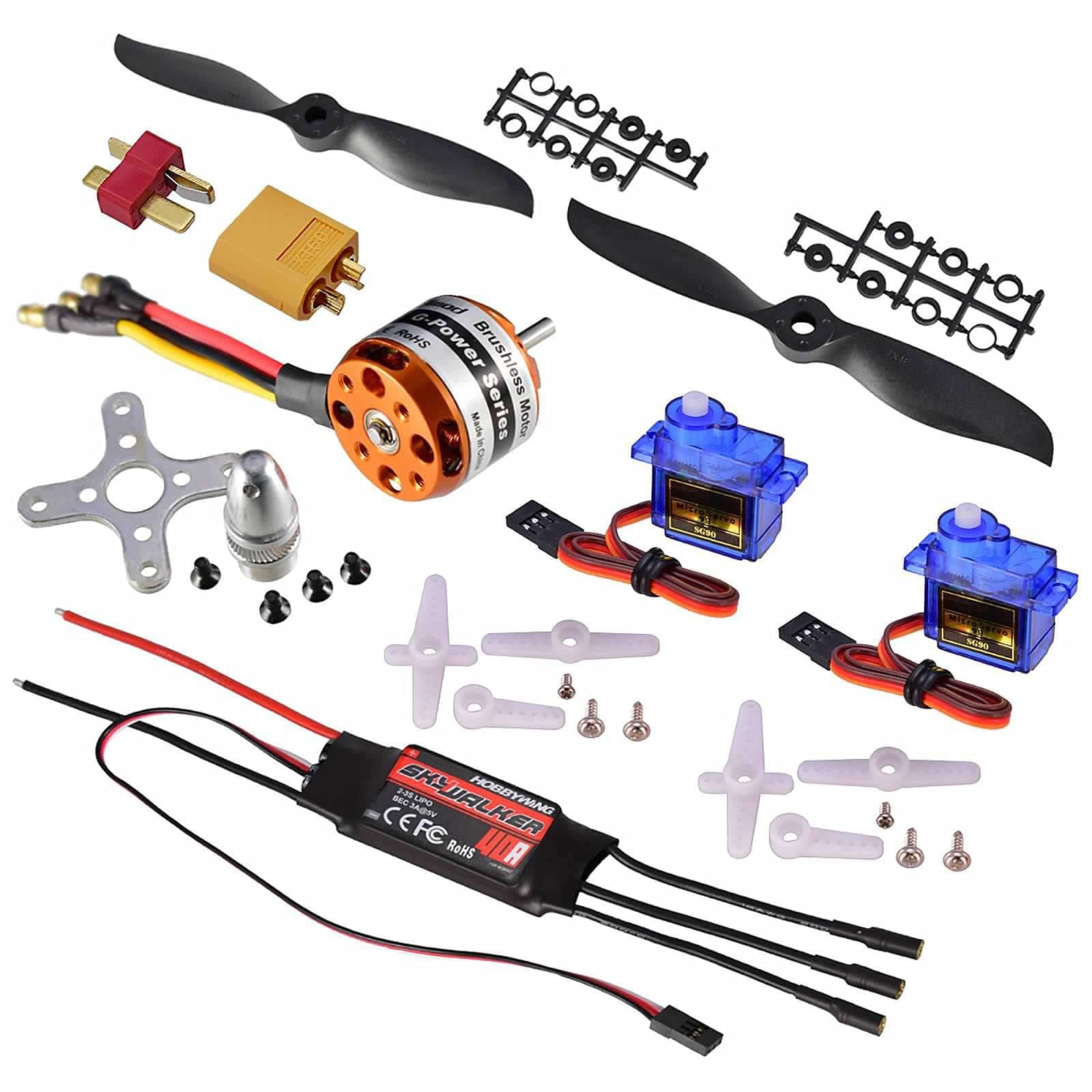 9imod D2826 2200KV Brushless Motor 40A ESC 9G Micro Servo 5x5E Prop Power System Combo Set for RC Fixed Wing Aircraft Multi-Copter
