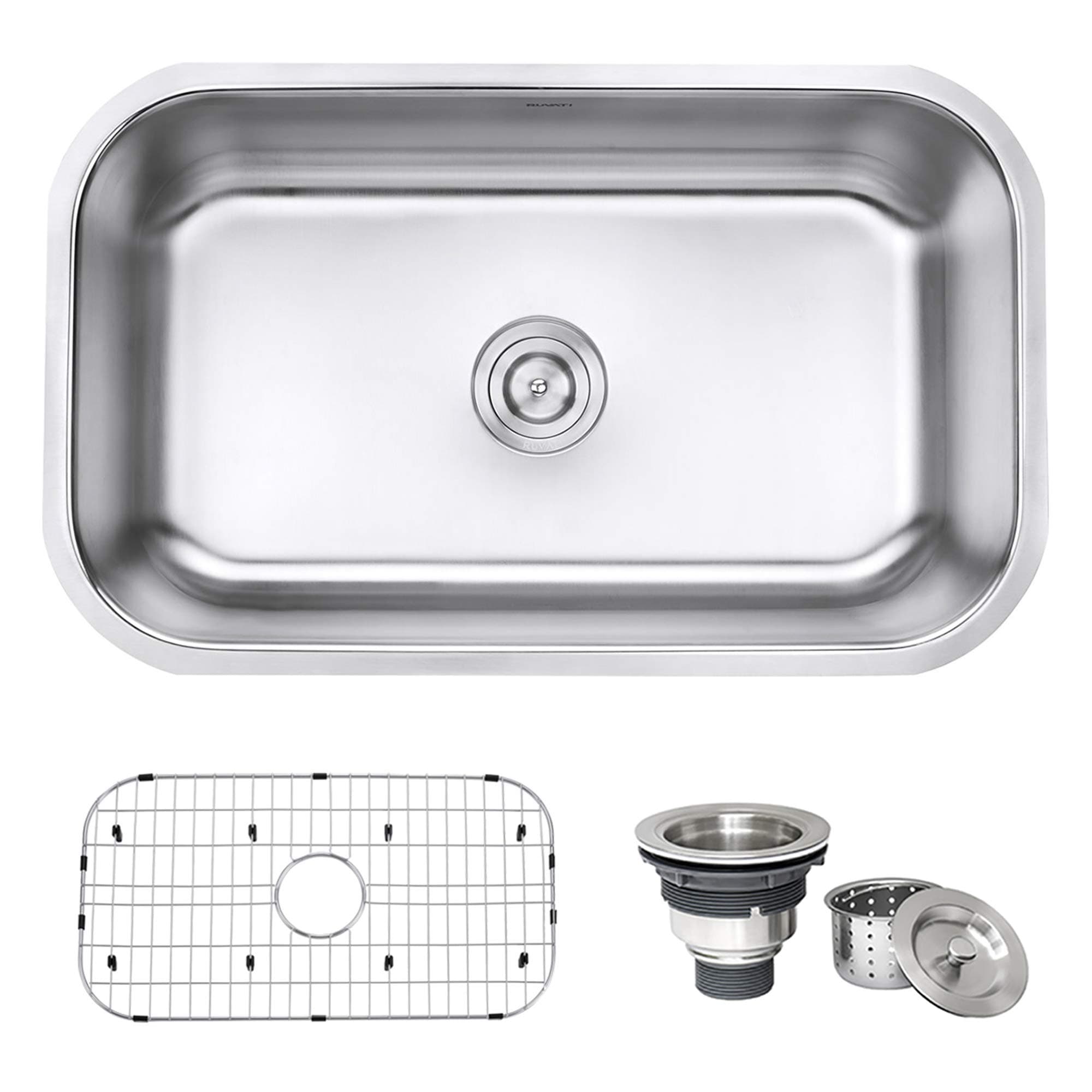 Ruvati 30-inch Undermount Kitchen Sink Single Bowl - 16 Gauge Stainless Steel Kitchen Sink with Brushed Finish hides scratches - Easy-to-Clean Single Bowl Undermount Sinks - RVM4250