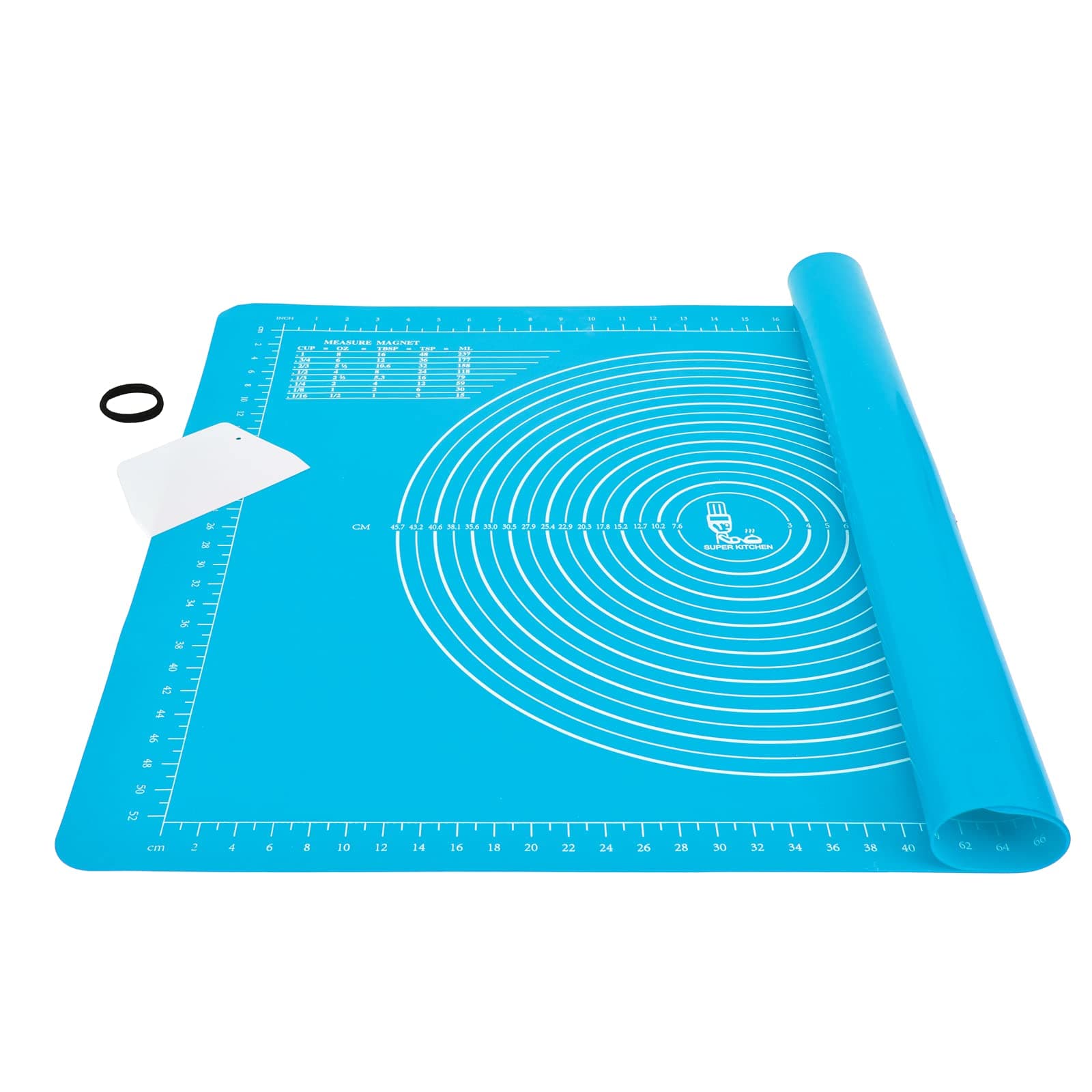 Extra Large and Thick Non-Stick Silicone Baking Pastry Mat with Dough Scraper, Non-Slip Fondant Rolling Mat Kneading Board Mat, BPA Free, Epoxy Resin Crafts Jewelry Casting Mould Mat (71x51cm, Blue)