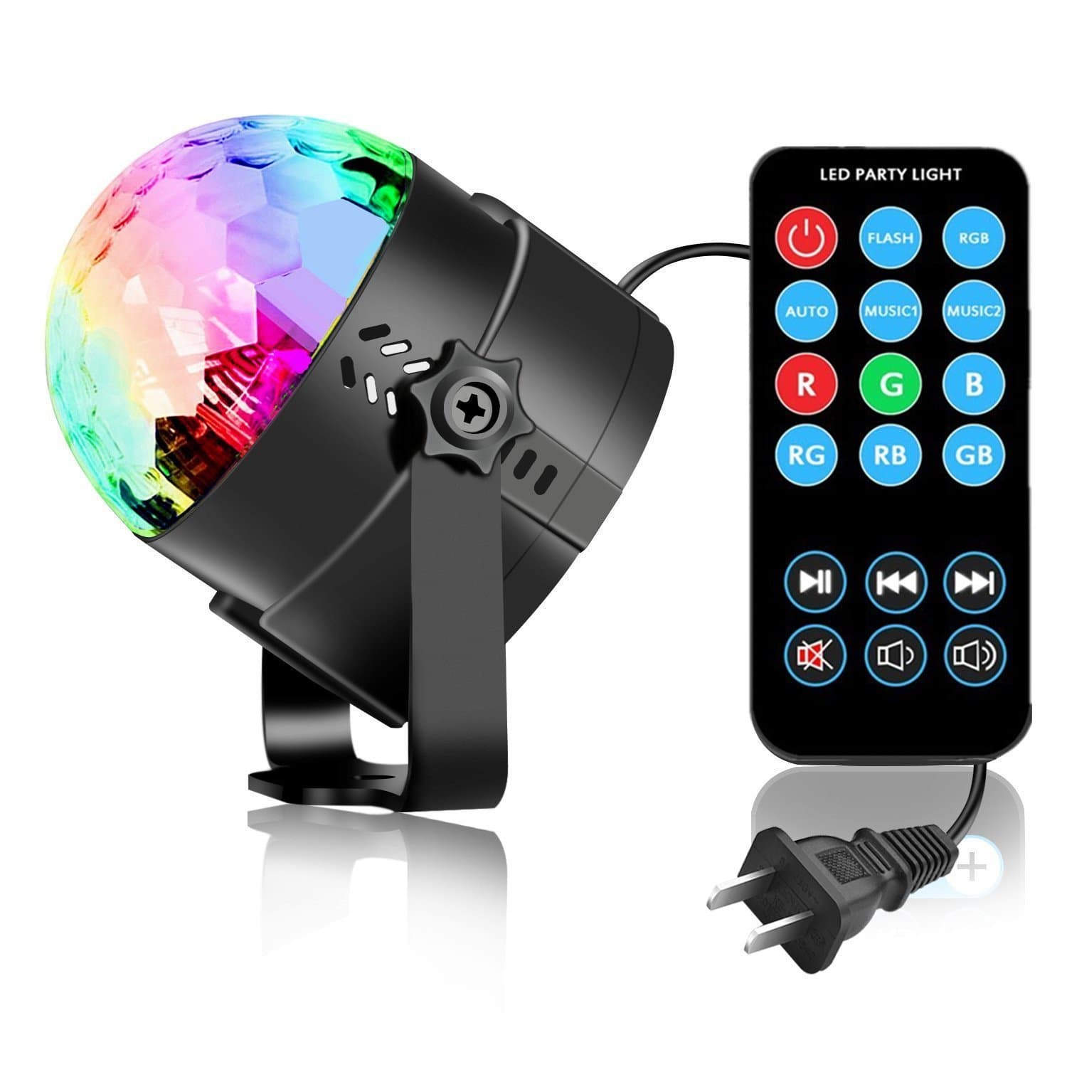 Disco Ball Party Lights LED Disco Lights Strobe Light DJ Dance Lights Effects with Colors Sound Activated for Kids Birthday Party Decoration Gifts Karaoke Home Celebration (with Remote)