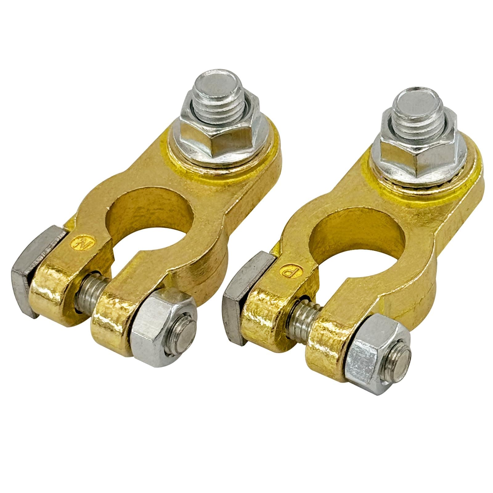 Ampper Brass Battery Terminal Connectors, Top Post Battery Terminals Connector Battery Cable Ends for Marine Car Boat RV Vehicles (1 Pair)