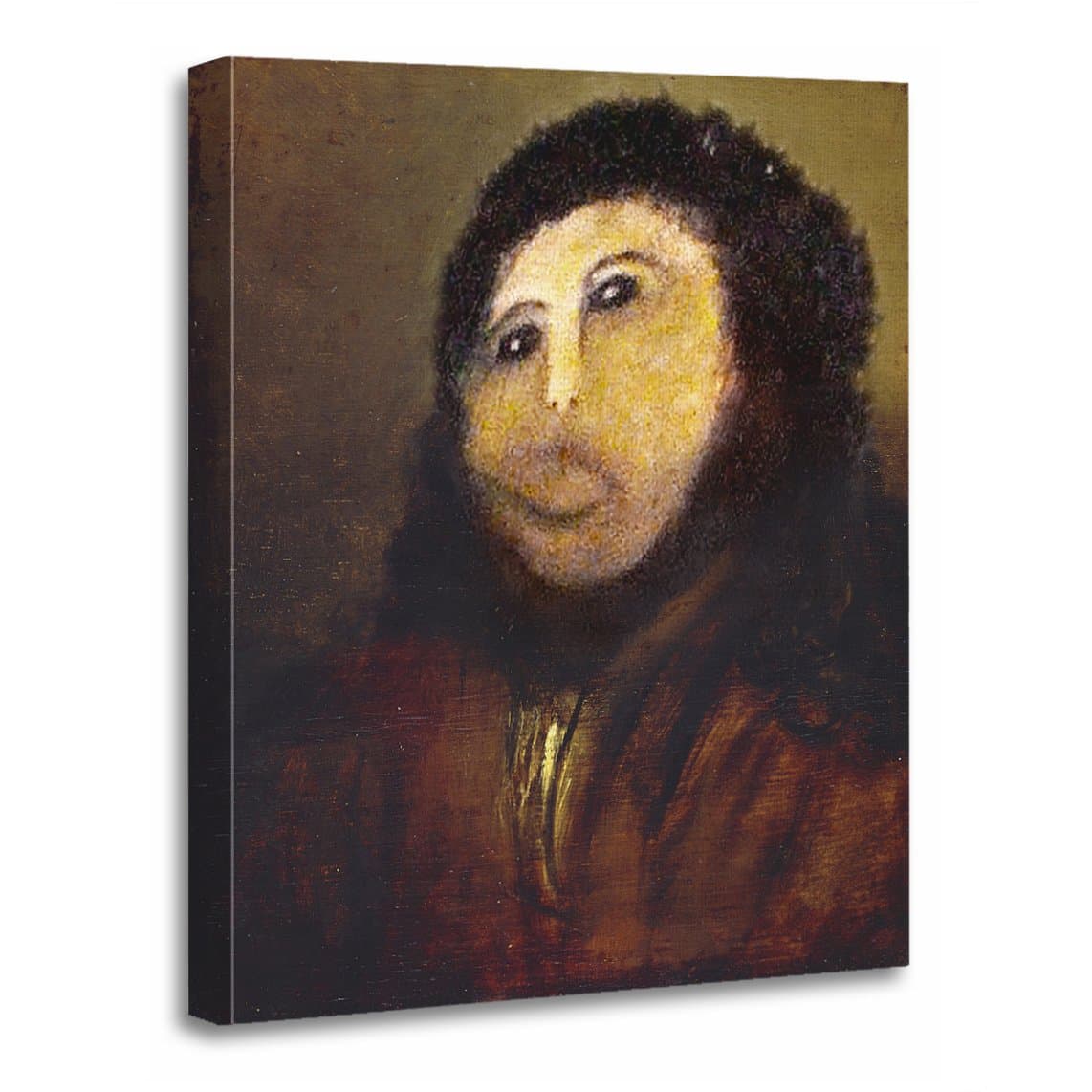 TORASS Canvas Wall Art Print Restoration Funny Botched ECCE Homo Painting Internet Artwork for Home Decor 12" x 16"