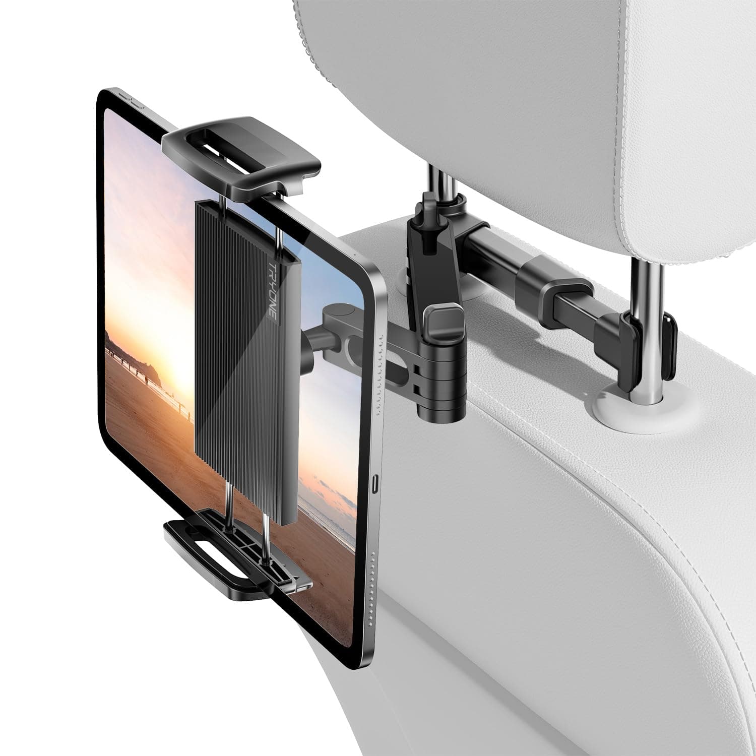 Tryone Car Headrest Tablet Holder Mount Stretchable Backseat Tablets Stand for Kids, Car Seat Mounts Compatible with iPad Pro 12.9 Air Mini, iPhone, Galaxy Tab, Switch, All 4.7-12.9" Screen Devices