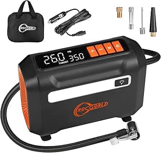 - R8 Tire Inflator Portable Air Compressor, DC 12V Air Compressor for Car with Large Dual Digital Screen, 3X Faster Inflation Air Pump for Car Tires, Bike, Ball, Motor - Car Accessories