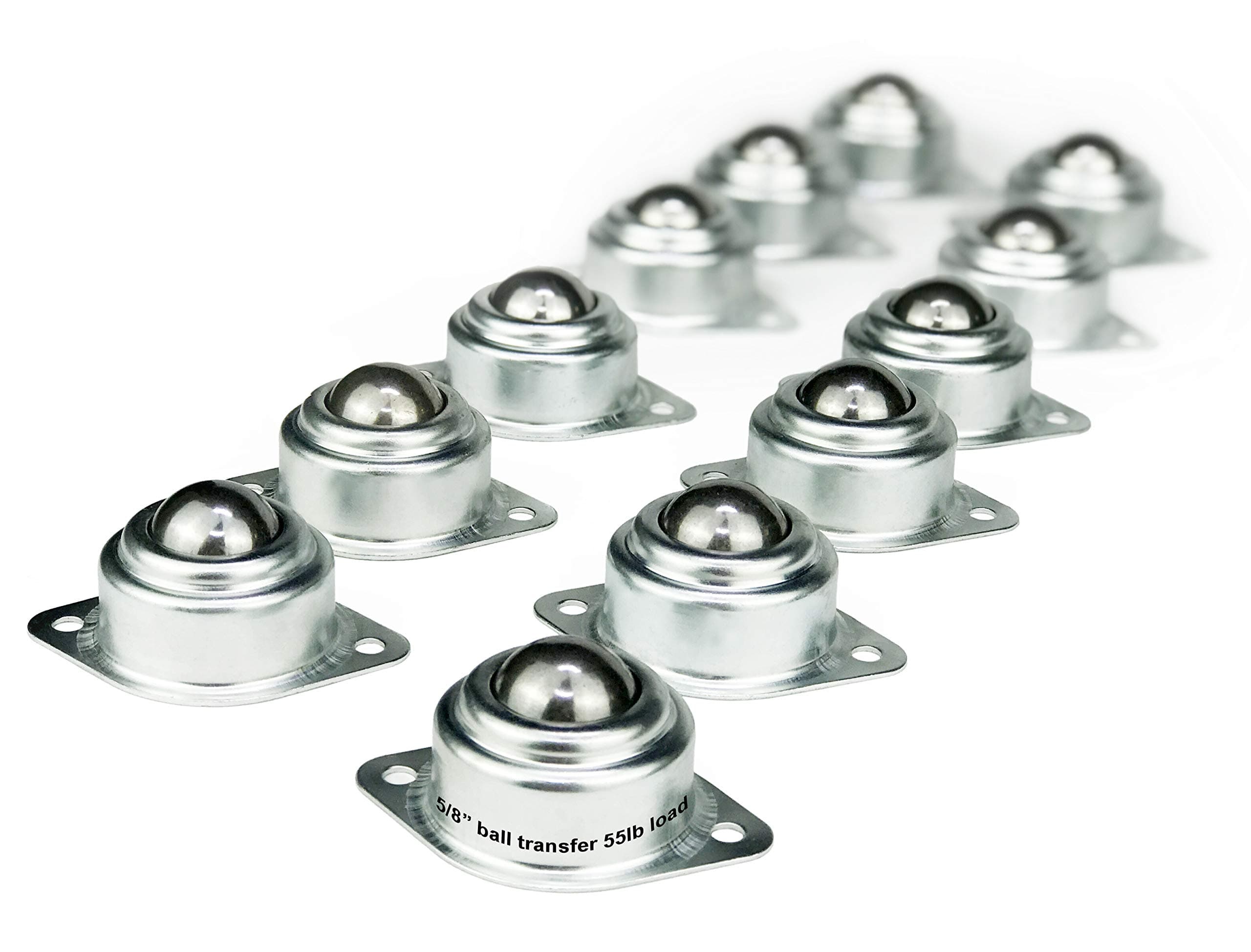 5/8” Roller Ball Transfer Bearings, 660 Lbs Total Load Capacity (Set of 12)