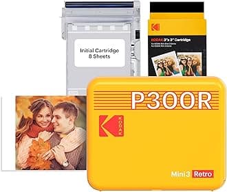 Mini 3 Retro 4PASS Portable Photo Printer (7.5 x 7.5 cm), Pack of 38 Sheets, Yellow
