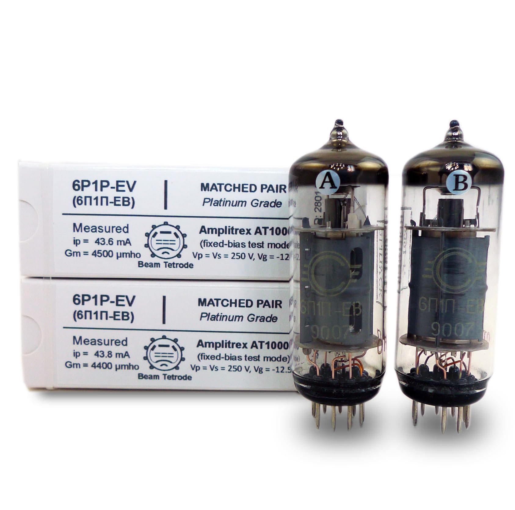Riverstone Audio - 6P1P-EV (6П1П-ЕВ) NOS Tested-Matched Pair - Upgrade for 9-pin 6P1 and 6P1P (6П1П) Vacuum Tubes - Amplitrex Tested - Platinum Grade Pair - 6P1P-EV (6П1П-ЕВ)