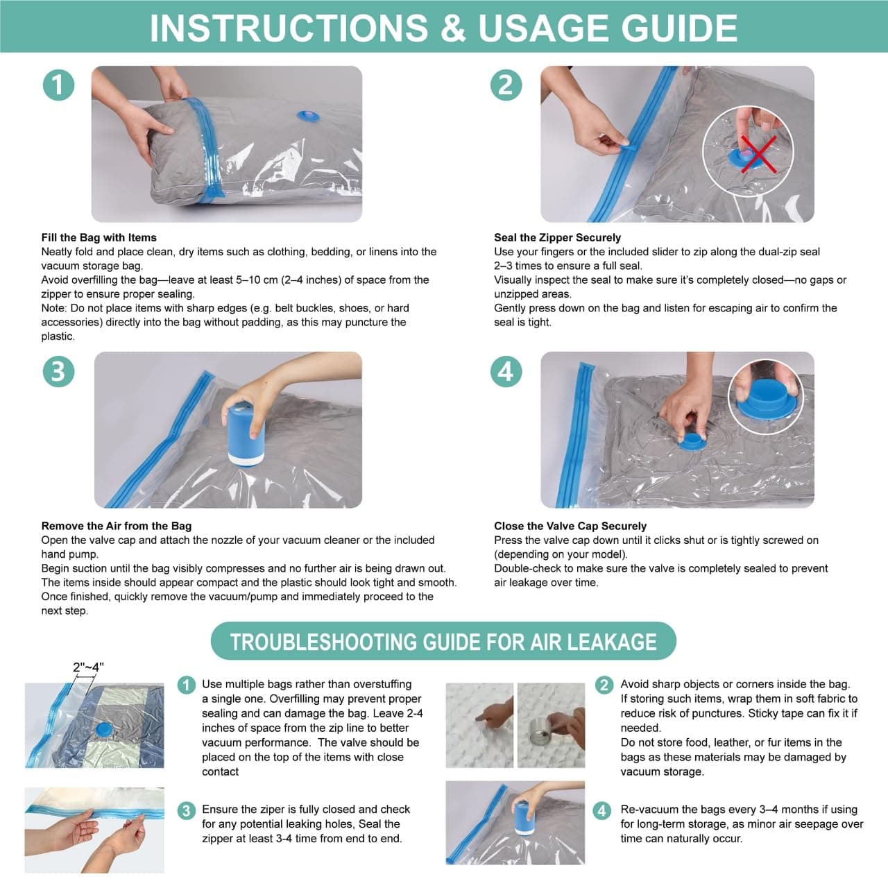 Cozy Essential Vacuum Storage Bags with Electric Pump, 8 Pack (2 Jumbo/2 Large/2 Medium/2 Small) Vacuum Seal Space Saver Bags for Clothing, Pillows, Blanket, Bedding, Comforters