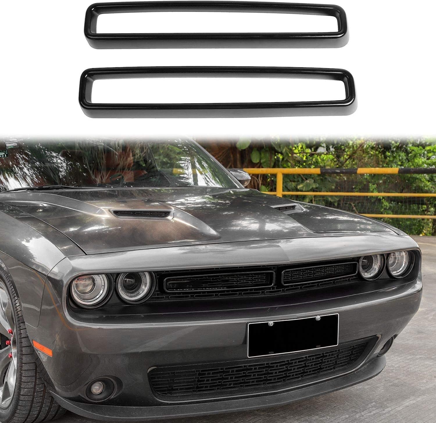 Voodonala for Challenger Front Grille Radiator Grille Inserts Grillwork Trim for 2015-2026+ Dodge Challenger Exterior Accessories, ABS Black 2pcs