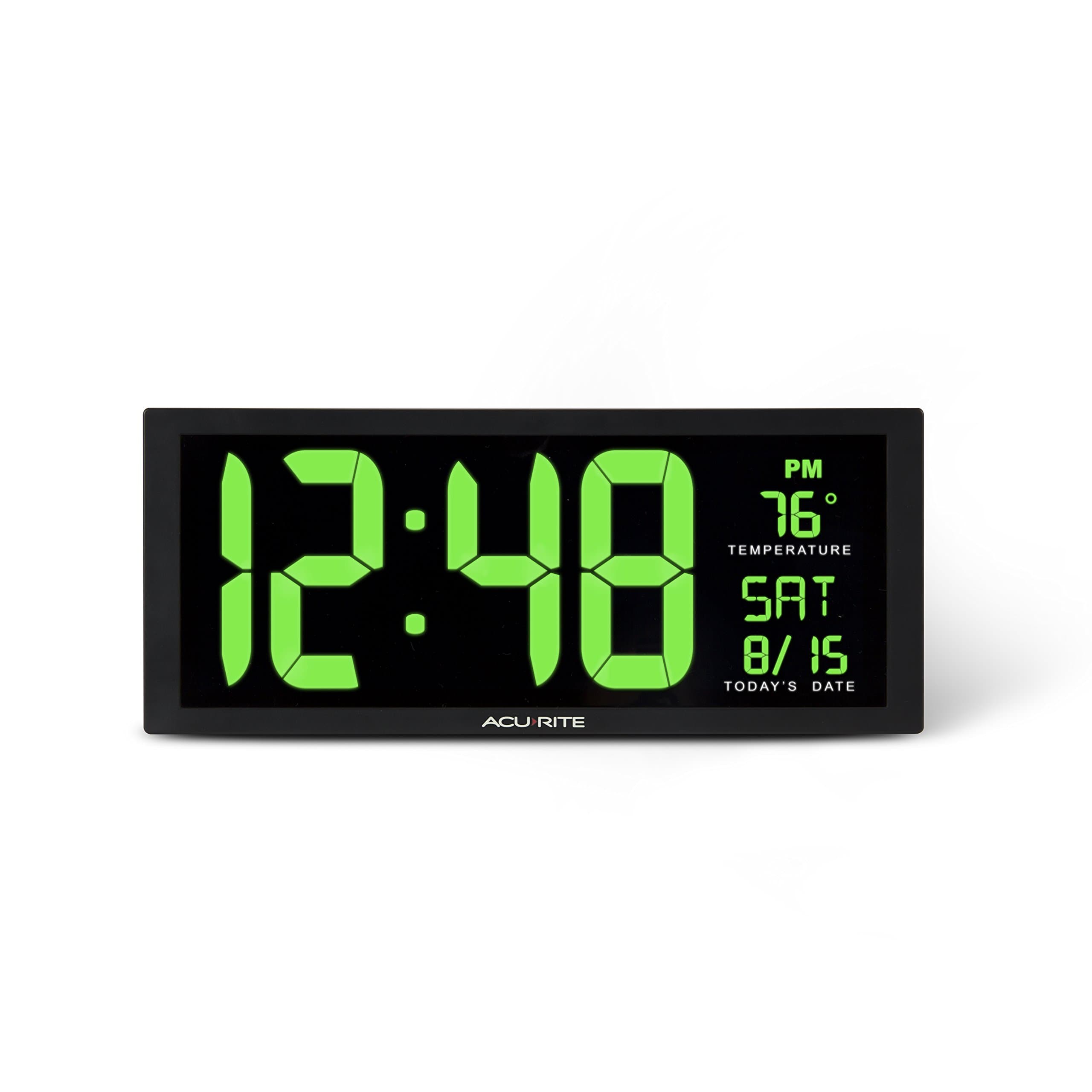 AcuRite 75155M 14.5" Large Green LED Digital Clock Inch, Green
