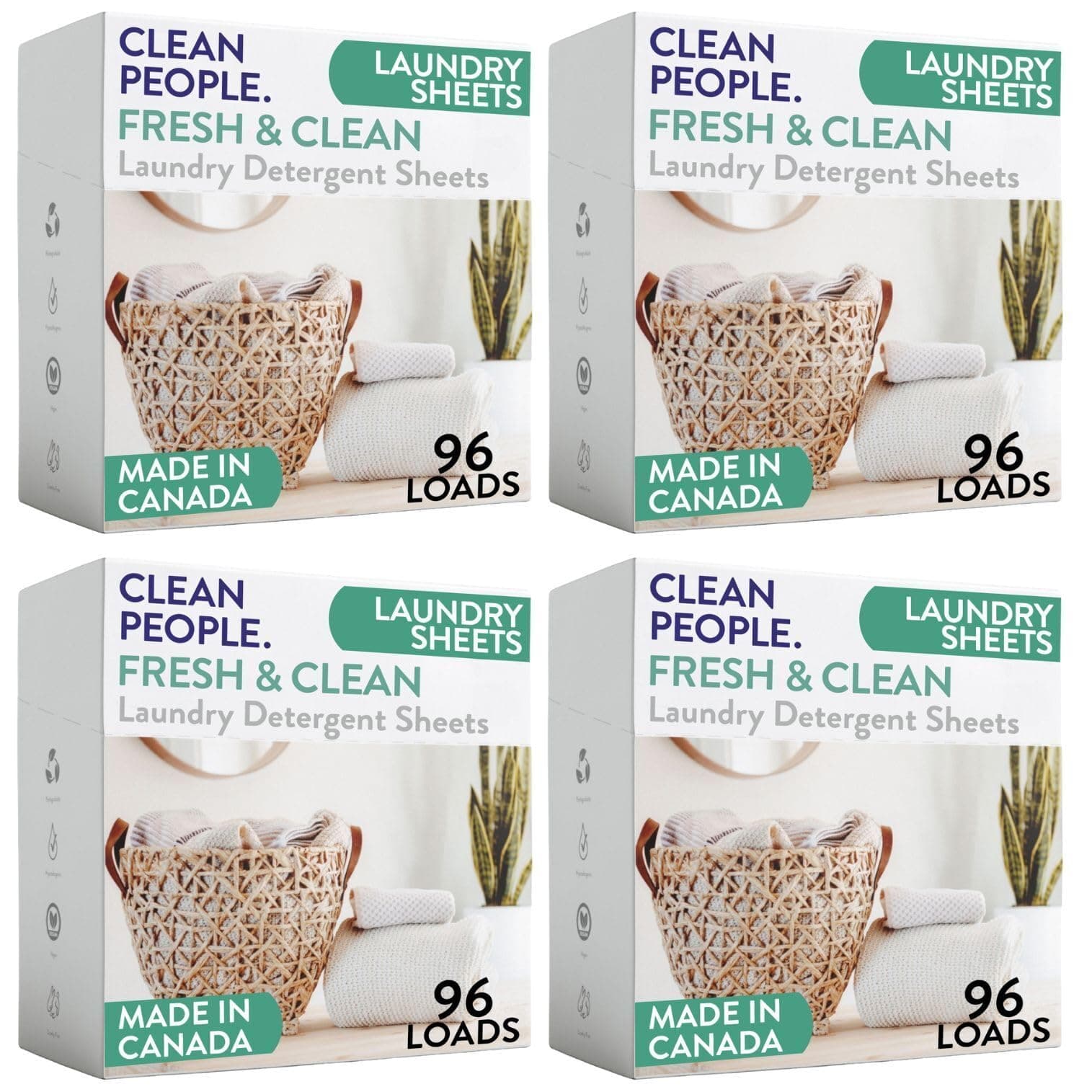 The Clean People Laundry Detergent Sheets - Hypoallergenic Laundry Soap - Ultra Concentrated, Recyclable Packaging, Stain Fighting - Fresh Scent, 384 Pack
