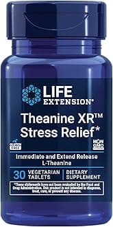 Life Extension Theanine XR™ Stress Relief – L-Theanine – Promotes a Calm Response to Daytime Stress – Non-GMO, Gluten-Free, Vegetarian – 30 Tablets