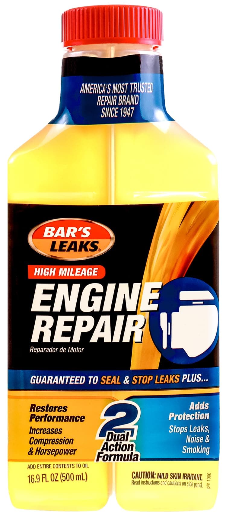 Bar's Leaks 1000 High Mileage Engine Repair, 16.9 oz | Restores Performance, Increases Compression & Horsepower, Stops Leaks, Noise & Smoking