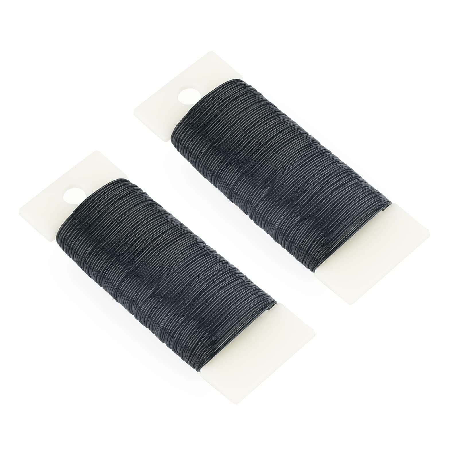 TERRIFI 2 x 38M Black Florist Wire - 0.7mm (22 Gauge) Paddle Wire for Floral Arrangements, Crafts, and DIY Projects
