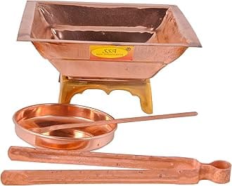 Shiv Shakti Arts® Pure Copper Hawan Kund Set Agnihotra Kit Havan Set | Chimtha | Achmani | Plate | Complete Hawan Kund Set for Poojan Purpose at Home