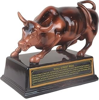 Official Licensed Bronze Wall Street Bull Stock Market NYC Figurine Statue with Base (Large 6.5")