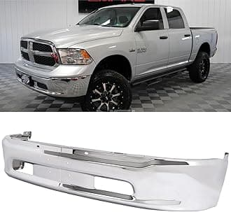 Front Bumper Compatible with 2013-2018 Dodge Ram 1500, Chrome Truck Automotive Steel Replacement Bumpers Face Bar, with Fog Light Holes & Sensor Holes (Style L)