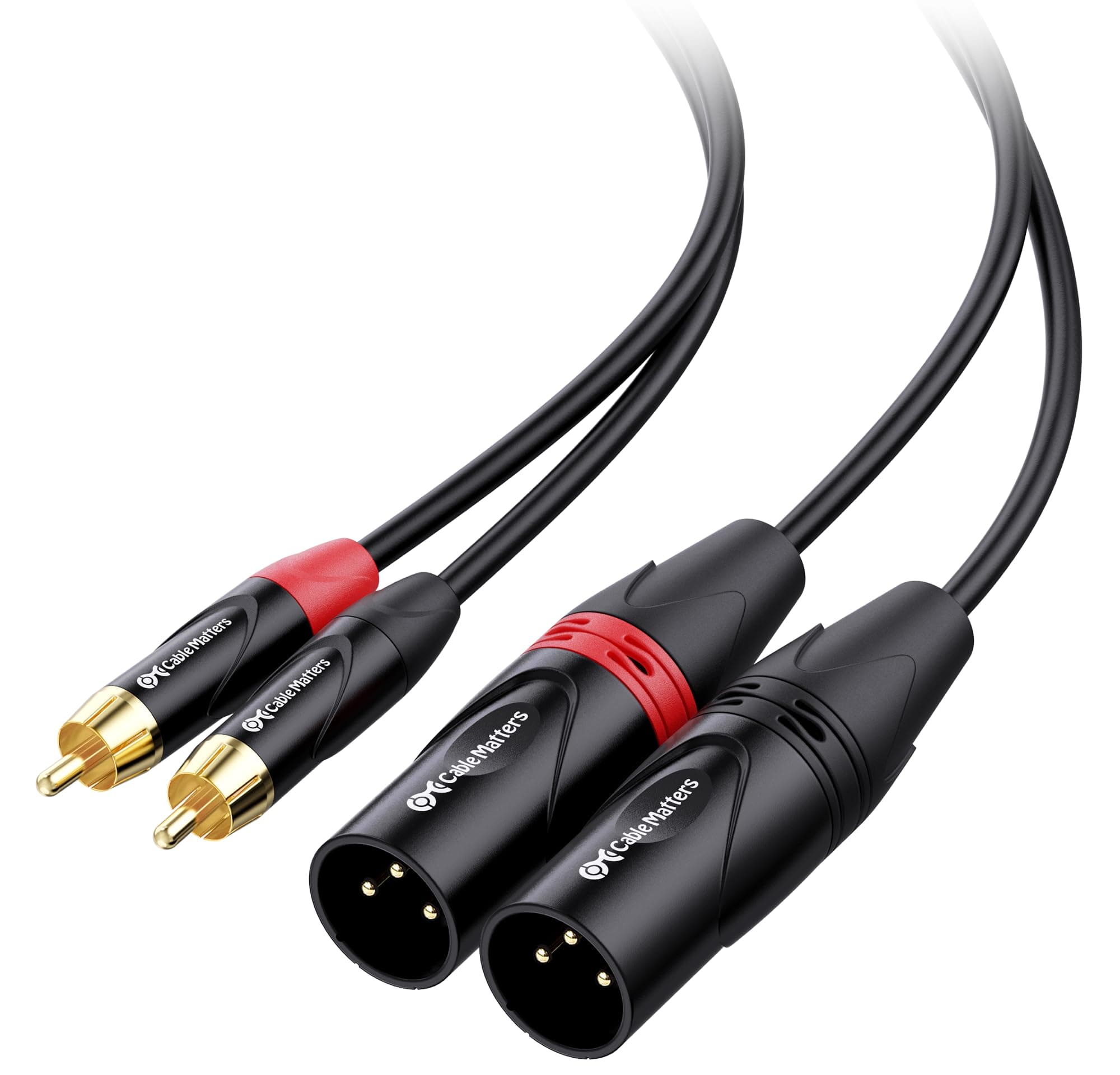 Dual RCA to XLR Unbalanced Interconnect Cable 1.8m, 2 RCA to 2 XLR Male Cable