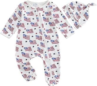 Newborn Baby Girl Boy Clothes Infant Long Sleeve Soild Footed Romper Zipper Footie Jumpsuit With Hat Fall Outfit
