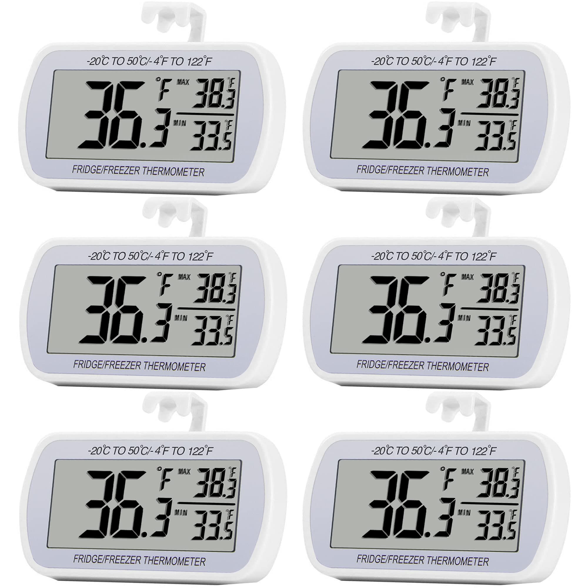 6 Pack Refrigerator Thermometer Digital Fridge Freeze Room Thermometer