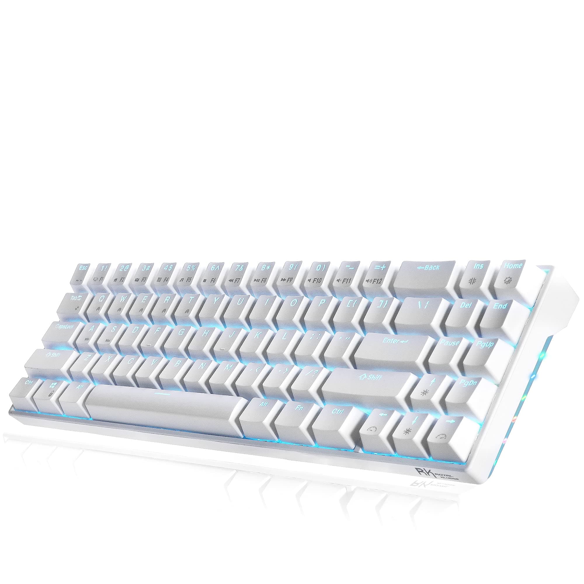 RK ROYAL KLUDGE Rk71 Mechanical Keyboard 70% Compact Bluetooth 71 Keys,Tenkeyless USb Wired/Wireless Portable Gaming/Office With Stand-Alone Arrow Keys For Windows Macos (Blue Switch-White)