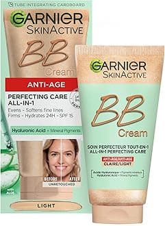SkinActive Anti-Age BB Cream, Shade Light, Tinted Moisturiser SPF 15, Softens Fine Lines & Firms Skin, With Hyaluronic Acid, Aloe & Mineral Pigments, 50 ml
