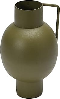 Textured Metal Vase with Handle, Celadon