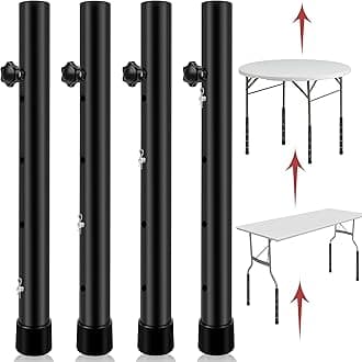 8 Pack Folding Table Risers, 4 Levels Adjustable Height Folding Table Leg Extenders, Heavy Duty Metal Table Leg Extensions Raise Table Height 3.6in | 6.77in | 10in | 13in
